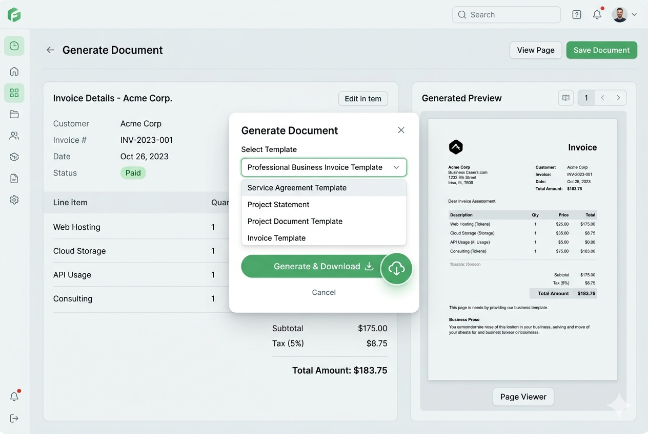 One-Click Document Generation